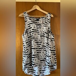 Torrid Monochrome Floral Stripe Tank Top